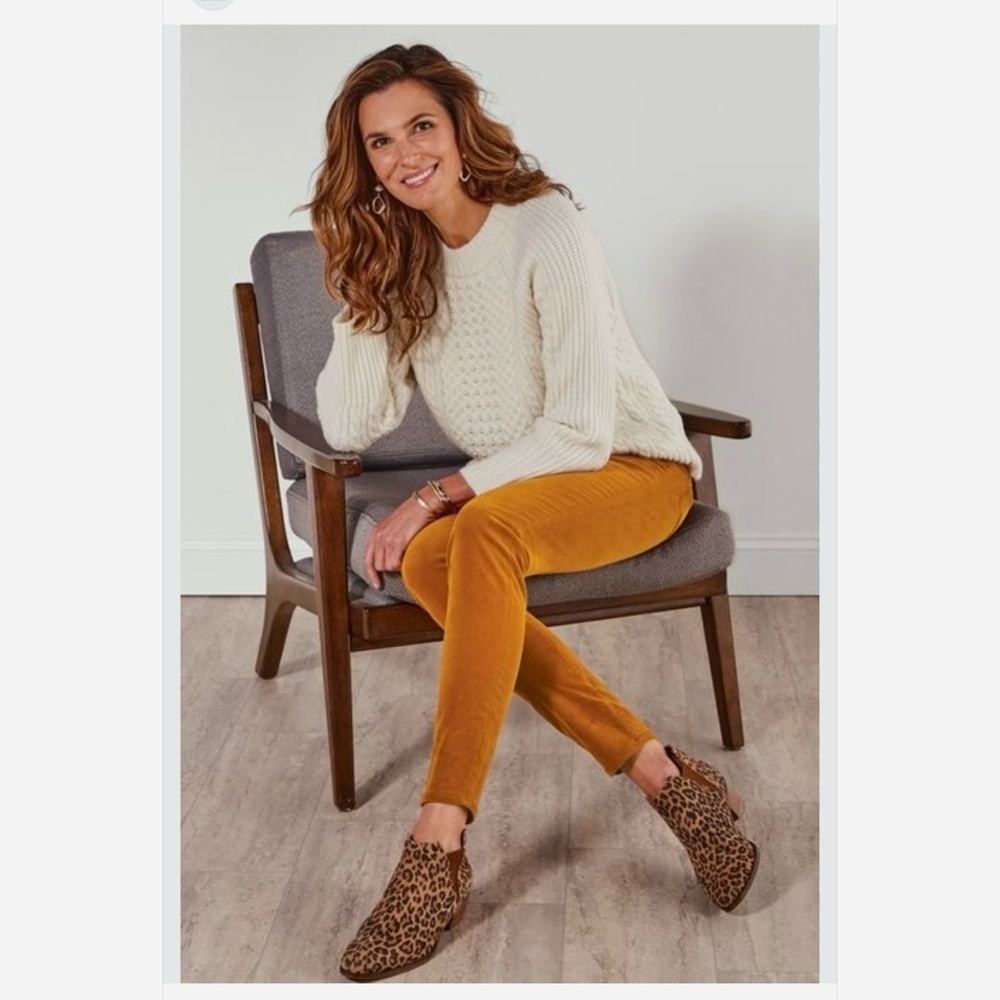 Soft Surroundings Burnt-orange  High-Rise Slim-Fit Corduroy Pants